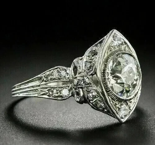 Timeless Old European Style LabCreated Diamond Circa Engagement 14K Gold FN Ring