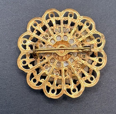 Vintage General Lee Headquarters Gettysburg Filigree Faux Pearl Brooch Pin 1.25″
