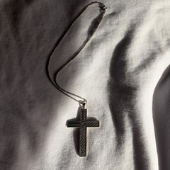 Vintage Sterling Silver 925 Floral Design Cross Pendant Necklace 16″