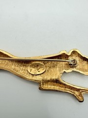 Vintage Jackie Collins Gold Tone Panther Brooch & Clip Earrings Set Rhinestone