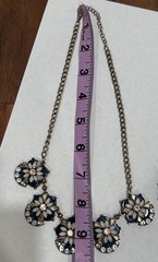 Vintage Costume Jewelry Necklace & Earring Set, Faux Fire Opal Onyx Rhinestone