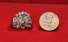 1970s Fine Platinum Over 1.5CT in Diamonds Retro Ring Size 6
