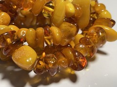 110g VINTAGE CHUNKY EGG YOLK BALTIC HONEY AMBER RAW NUGGET NECKLACE LONG 34”