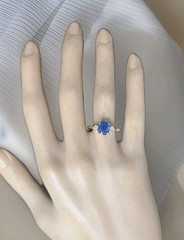 Vintage 14K Yellow Gold Engagement ring 1.73ct.Natural Blue Sapphire Oval GIA