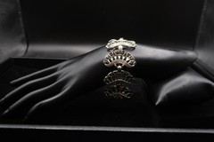 Vtg Mid Century Silver Tone Filigree Crescent Openwork Link Bracelet 8″ Long