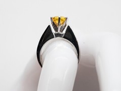 $6000 3.50ct Natural Asscher Cut Yellow Sapphire Diamond 14k White Gold Ring
