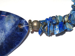 Lapis Lazuli Gemstone Chip & Drop Boho Necklace 18 inch 74grams