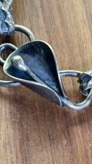 Vtg Sterling Calla Lily 5 Link 7″ Bracelet Mid Century Nouveau Revival 26.5g