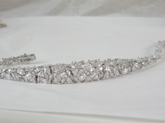 Vintage Sterling Silver 925 Cluster Gemstone Tennis Bracelet 7.5″