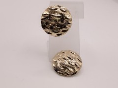 Vintage Large Textured Gold Tone Metal Pierced Earrings