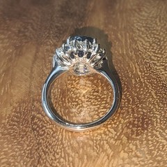 Vintage 14K White Gold Engagement Ring 4.66ct. Natural Blue Sapphire Oval GIA