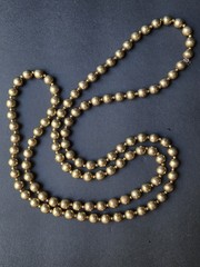 Vtg BRASS BEAD METAL 10mm Ball Necklace Chunky 29″ GoldTone Boho Decor Statement