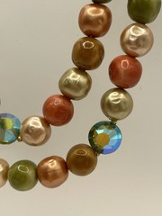 Exquisite Vintage Necklace & Earrings. Peridot, Coral, & Peach Colors W/ Gold .