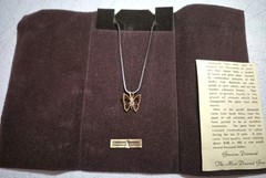 VTG Butterfly Open Work Pendant W/Diamond Chip Goldtone Necklace-*READ*