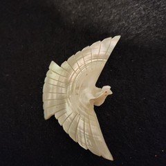 Beautiful Hand Carved Mother of Pearl Bird 2.5 x 1.5 Inches