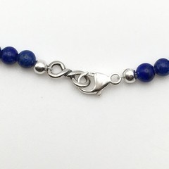 Silver Schark Handmade Sterling Silver & Lapis Lazuli Beaded Bracelet 7.5” #30