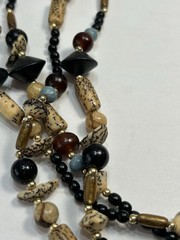 Vintage Inlaid Abalone Necklace Asymmetrical Statement Bold Four Strand