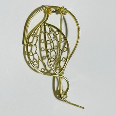 Modernist Brooch Pin Jewelry 2” Gold Tone