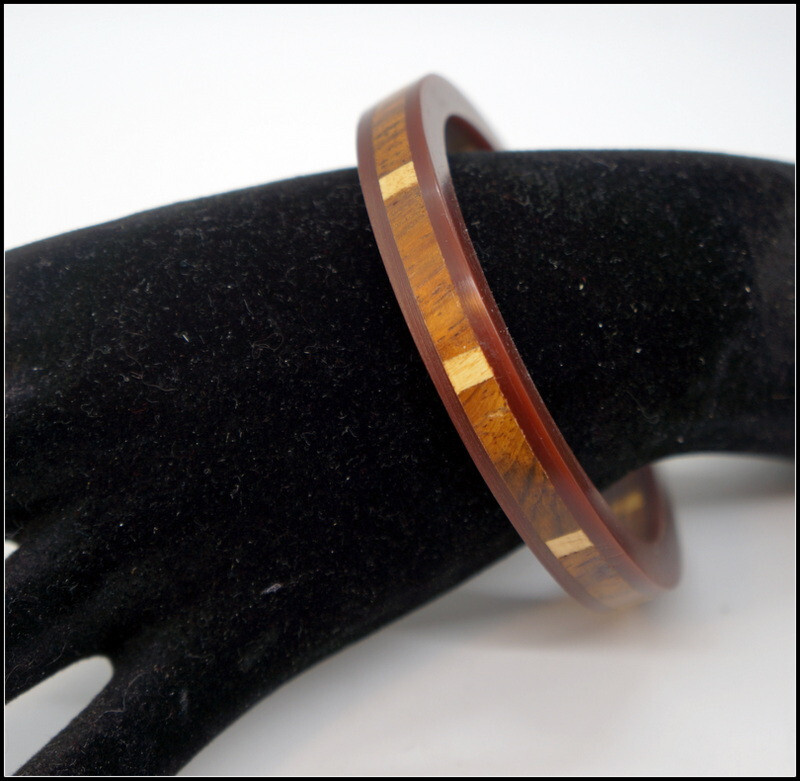 Handcraft Horn Bone and Wood Bangle Bracelet 3 Inch Wide #E284