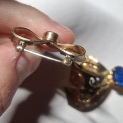 Lot Of Vintage 1940s Coro Pegasus Gold Tone Blue Rhinestone Bow Lapel Pin Brooch