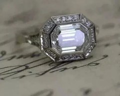 3.1Ct Art Deco Style Emerald Lab Created Diamond 14k White Gold FN Wedding Ring