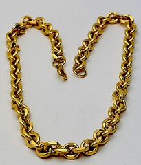 Vintage 1990s Gold Plated Chunky Hexagon Link Necklace 30”