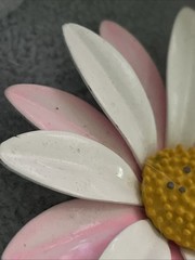 Vintage Pink And White Daisy Enamel Brooch