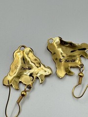 Vintage Edgar Berebi Gold Tone Enamel Cow Sunglasses Dangle Pierced Earrings