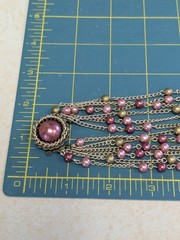 Made in Japan Vintage Jewelry Set Pink & Pearl & Gold Necklace & Earrings