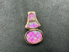 3.44g Vintage Sterling Silver 925 Pendant Pink Green Iridescent Inlay Abstract M