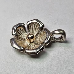 JOSEPH ESPOSITO 14KT & STERLING FLOWER PENDANT/ENHANCER 23G LOVE BEGINS AS IS