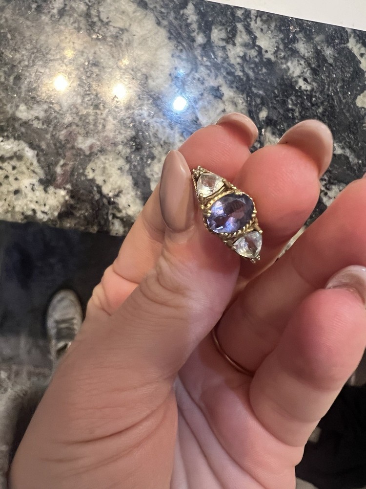 Vintage Gold Ring With Purple Gemstones