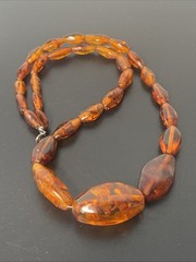 Vintage Natural Amber Pendant Sterling silver Clasp 52cm Length 23.5 Grams