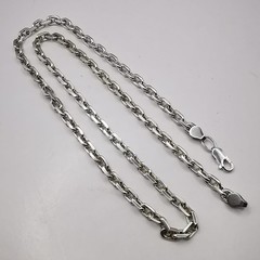 Vintage 925 Sterling Silver Chain Necklace Signed Handmade 46.64g 24.4 inches