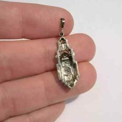 Art Deco Vintage Style Lab Created Diamond 14K White Gold FN Engagement Pendant