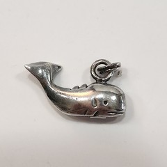 NWT Vintage Jezlaine Sterling Silver Three Dimensional Whale Charm