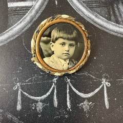 Antique Victorian Tintype Photo Brooch c1885 Ferrotype Portrait Pin Gold C Clasp