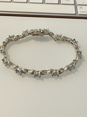 Vintage Estate 925 Sterling Silver Light Blue Topaz XO Tennis Bracelet 6.5″
