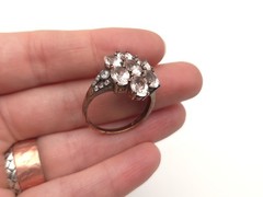 Vintage Sterling 925 Gemstone Morganite White Topaz Rose Gold Plated Ring s10
