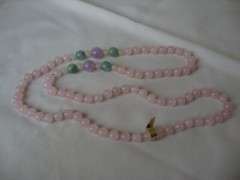 VINTAGE 12mm AMETHYST 10mm AVENTURINE JADE 8mm ROSE QUARTZ ENDLESS BEAD NECKLACE