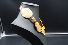 Vtg Baltic Amber Look Choker Length 19″ Irregular Egg Yolk Color Beads Necklace