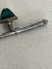 Vintage Style Cuff Links With Green Stone Cabochon.