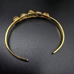 Colorful Gemstone Scarab Cuff Bracelet Gold Tone Egyptian Revival