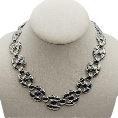 Professional Career Silver Tone Flat Link Chunky Wide Style Necklace 18 Inch
