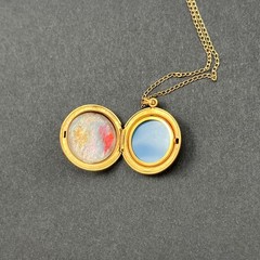Vintage Locket Necklace Floral Senior Award 12KT Gold Filled Chain Marathon 18″