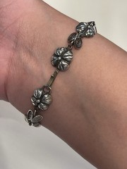 Mid-Century Taxco Sterling Silver 925 Flower & Spiral Bracelet