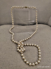 Marvella Vintage Luminous Faux Pearl Knotted Long Single Strand Necklace