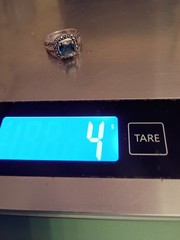 Vtg London Blue Topaz Marcasite Halo Ring sz 7 925 Sterling 4 gm ExcCond Must C