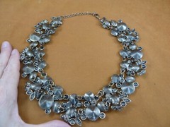 (vn-7) vintage white + smoky gray rhinestone 19″ necklace costume jewelry 40’s