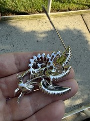 Vintage Pennino Brooch Rhinestone Floral Baguette Stones Glass Repaired Jewelry